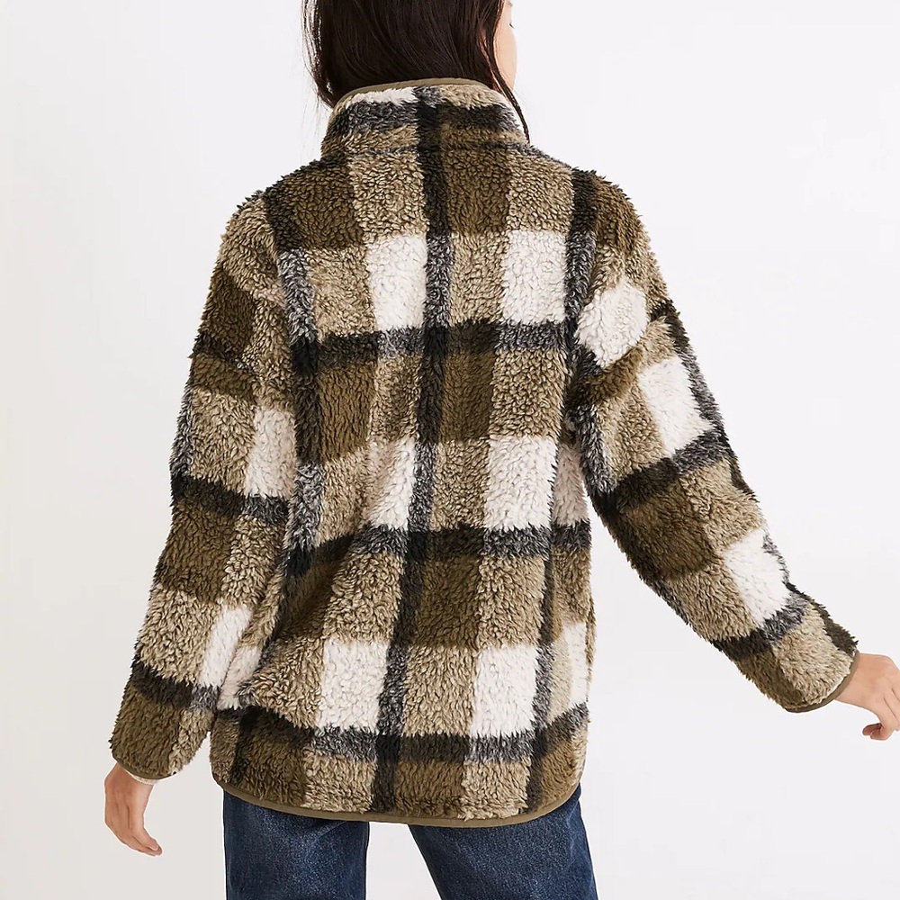 Madewell (Re)sourced Sherpa Popover Tunic Jacket in Plaid - Picture 3 of 8